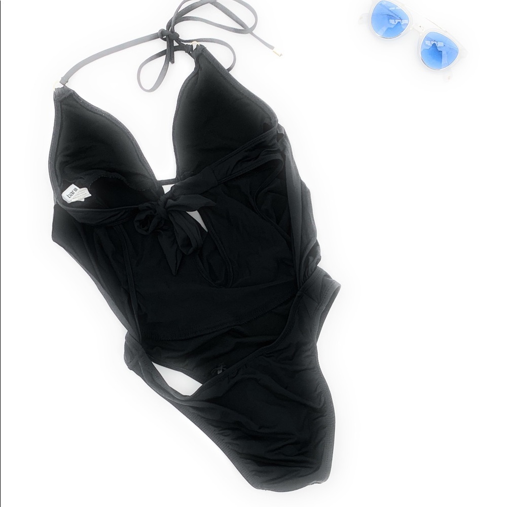 4/$25 Bar III Black Halter One Piece Swimsuit XS - Picture 3 of 5